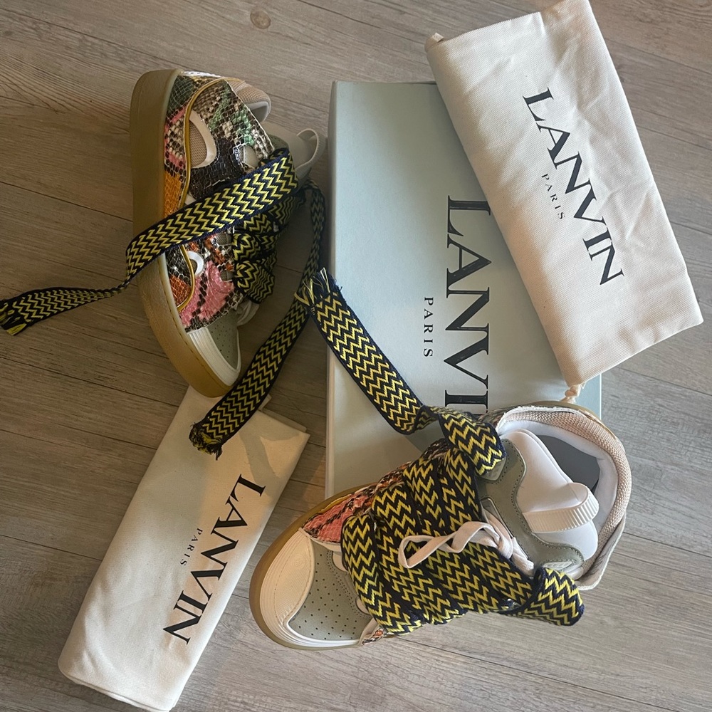 Lanvin Curb Snakeskin Sneakers